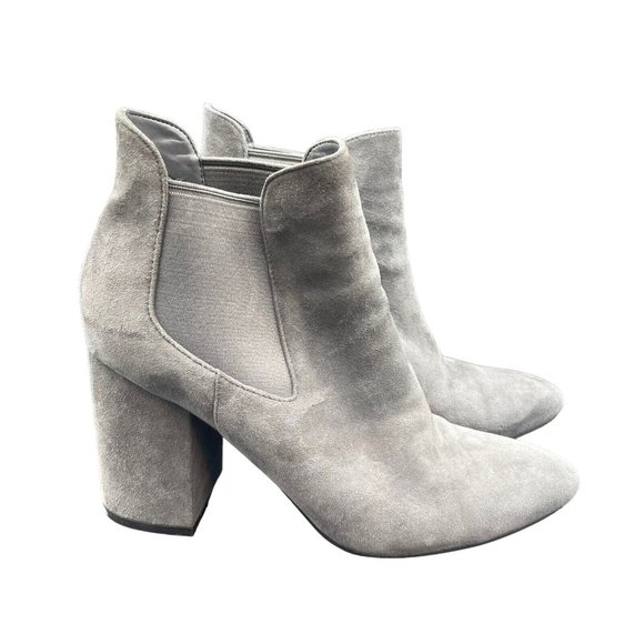 Cole Haan Whitlyn Boots Womens 8.5 B Suede Almond Toe Gray Chelsea - Picture 5 of 7